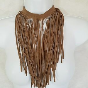 Tan fringe choker Bohemian look